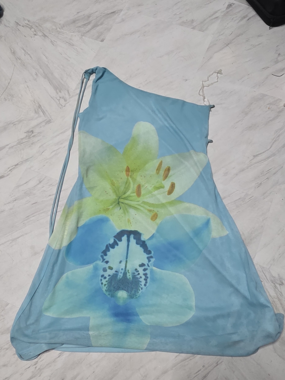 Women’s Backless Blue Floral Dress